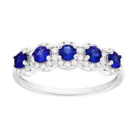 Anello Veretta con Rosette Blu Zaffiro, Argento s925