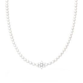 Collana Perla mm 4 con Fiore centrale, Argento S925