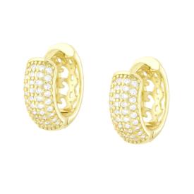 Orecchini Brillanti Cerchio a Scattino mm 15, in Argento s925 e oro