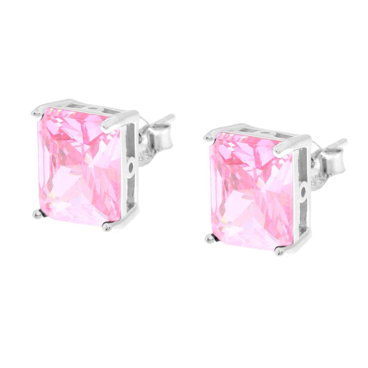 Orecchini Rettangolo Rosa, Argento s925