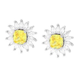 Orecchini Fiore Quadrato Cushion Giallo, in Argento s925