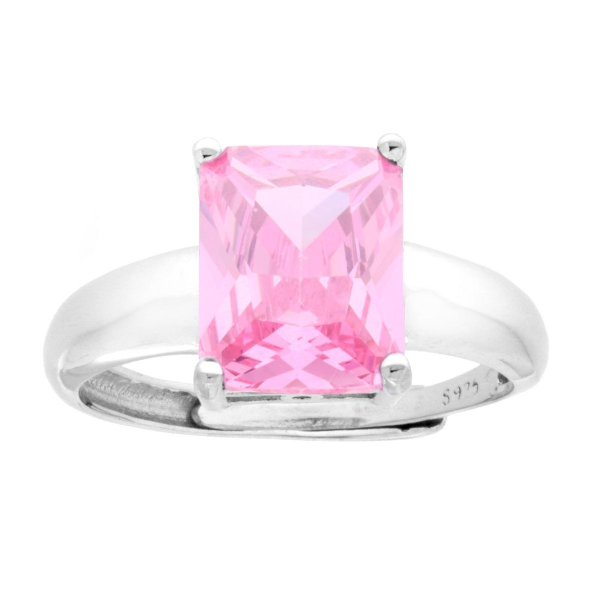 Anello Solitatio Rectangle Rosa, in ARGENTO S925