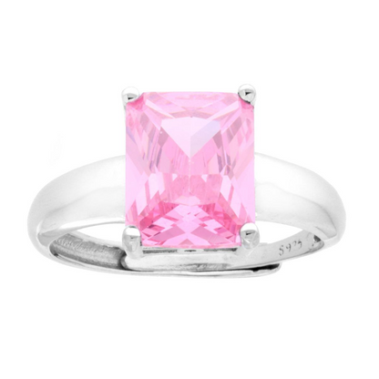 Anello Solitatio Rectangle Rosa, in ARGENTO S925