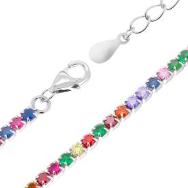 Collana Girocollo Tennis, 2 mm Multicolor, Argento 925