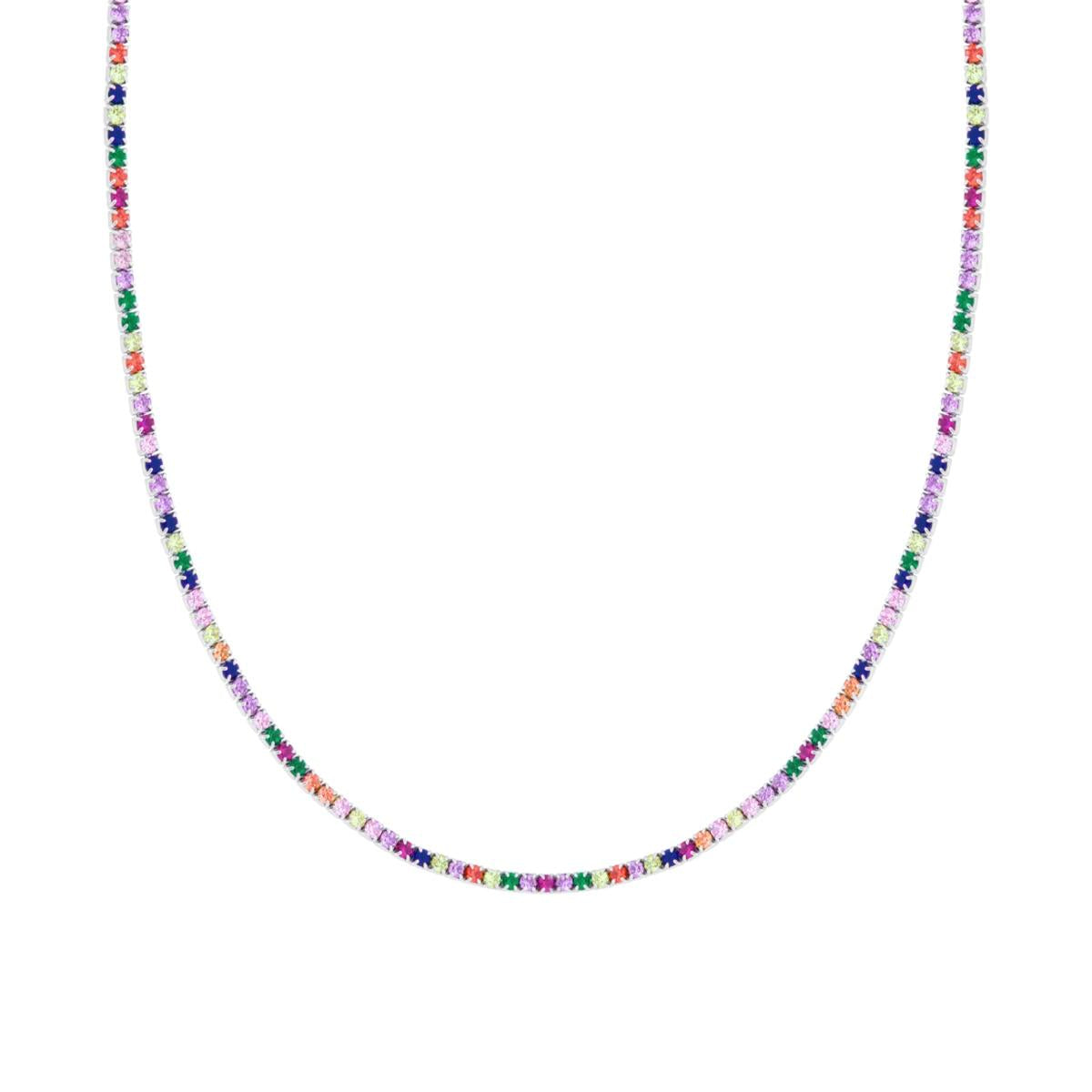 Collana Girocollo Tennis, 2 mm Multicolor, Argento 925