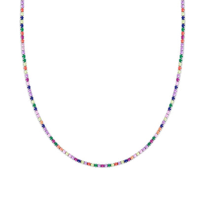 Collana Girocollo Tennis, 2 mm Multicolor, Argento 925
