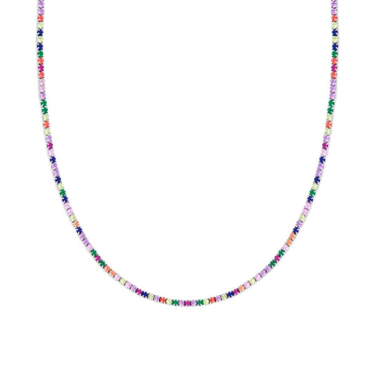 Collana Girocollo Tennis, 2 mm Multicolor, Argento 925