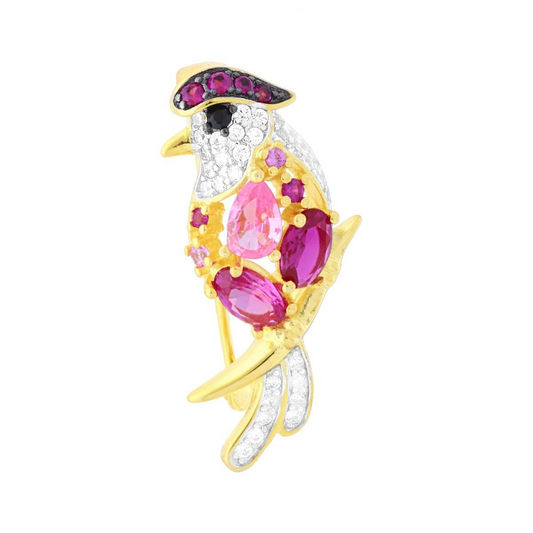 Spilla Gioiello Pappagallo, Argento S925