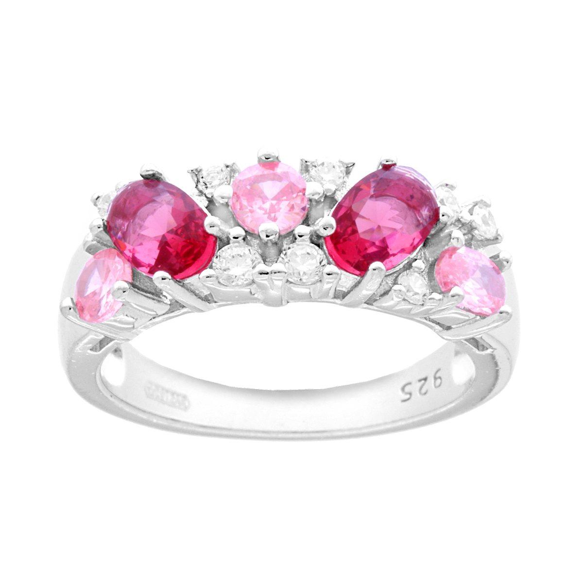 Honeycomb Band Ring with White Zircons, in S925 SILVER