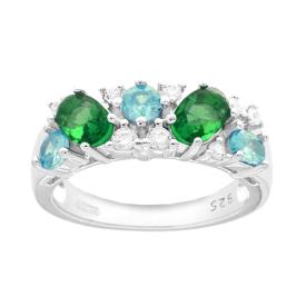 Honeycomb Band Ring with White Zircons, in S925 SILVER