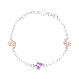Ladybug Bracelet with Heart and Flowers, S925 Silver