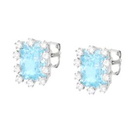 Orecchini Punto Luce Rettangolo Acquamarina, in Argento S925