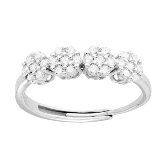Anello Veretta Fiori Bianchi, Argento s925
