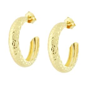 Orecchini Cerchio a effetto Martellato 25 mm, in Argento s925 e oro