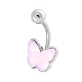 Body Piercing Banana - mm 22 Farfalla Rosa Boreale, in ACCIAIO Chirurgico