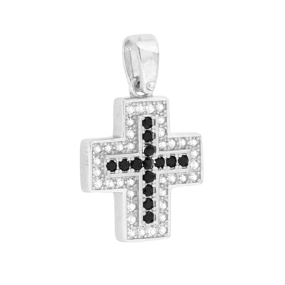 Brilliant Black Cross Pendant - in 925 Sterling Silver