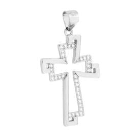 Round Zircon Cross Pendant, many Colors, Sterling Silver s925