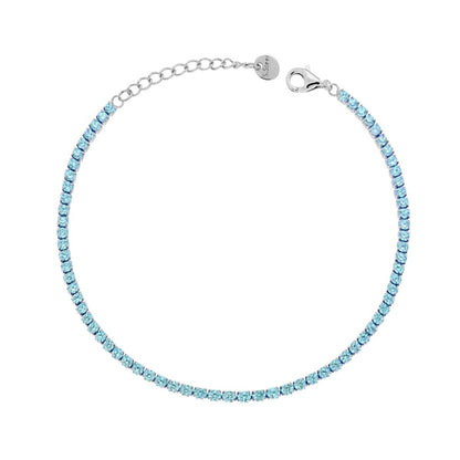 Bracciale Tennis con Crystal mm 2 Acquamarina, in ACCIAIO inox
