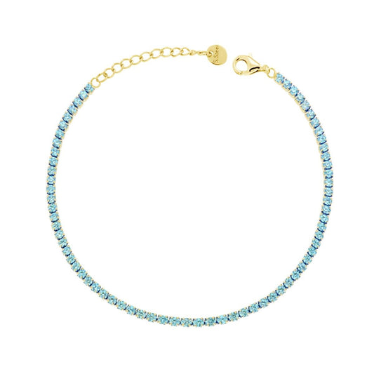 Bracciale Tennis con Crystal mm 2 Acquamarina, in ACCIAIO inox