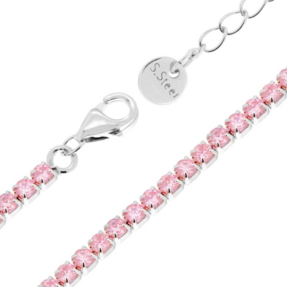 Bracciale Tennis 2mm Rosa, ACCIAO inox