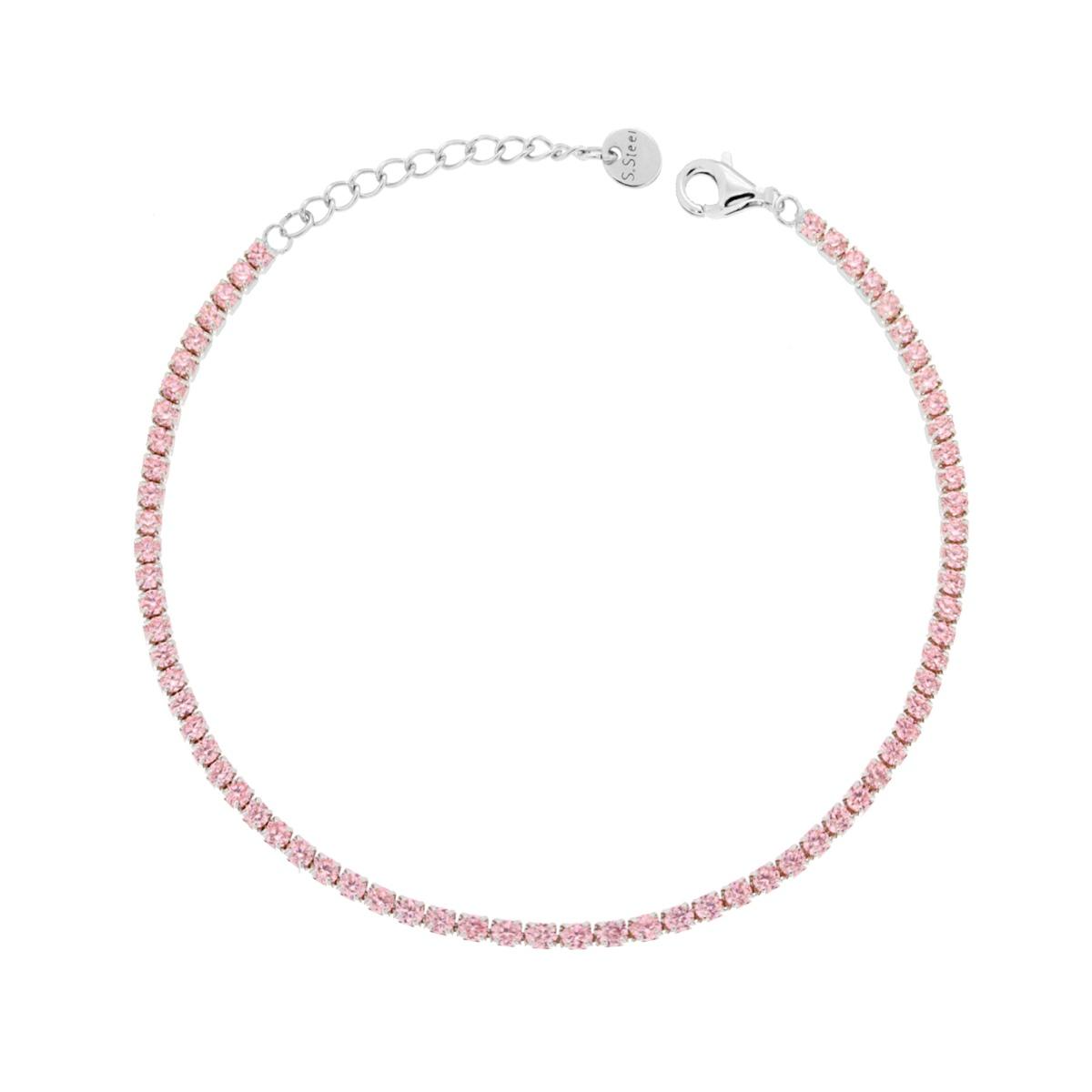 Bracciale Tennis 2mm Rosa, ACCIAO inox