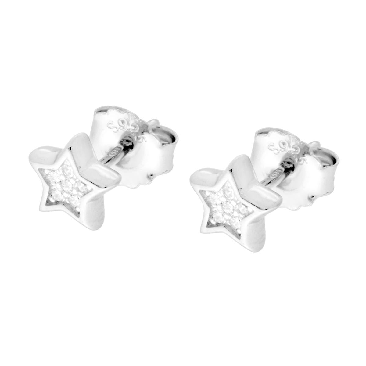 Parure Set Orecchini e Ciondolo Stella Bianco, Argento s925