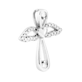 Ciondolo Croce Alata con Cuore, Argento s925