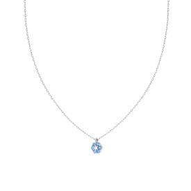 Collana Diamantata con Fiore Acquamarina, in Argento S925