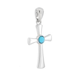 Ciondolo Croce con Pietra Turchese, in ARGENTO 925