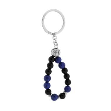 Portachiavi NERO BLU e Pallone Calcio, in ACCIAIO inox