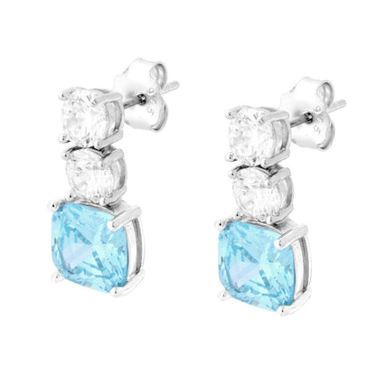 Orecchini Trilogy Acquamarina Quadrato, in Argento s925