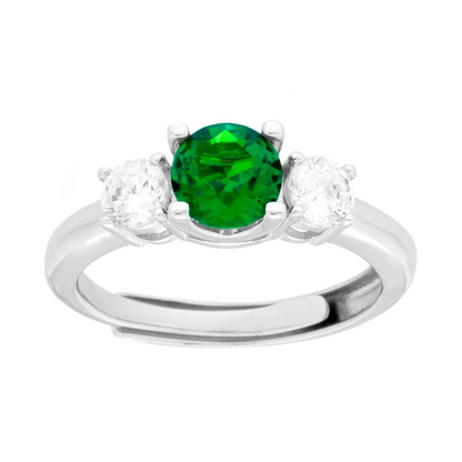 Anello Trilogy Verde e Bianco, in ARGENTO S925