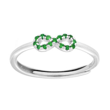 Anello mini Infinito con Zirconia Verde Smeraldo