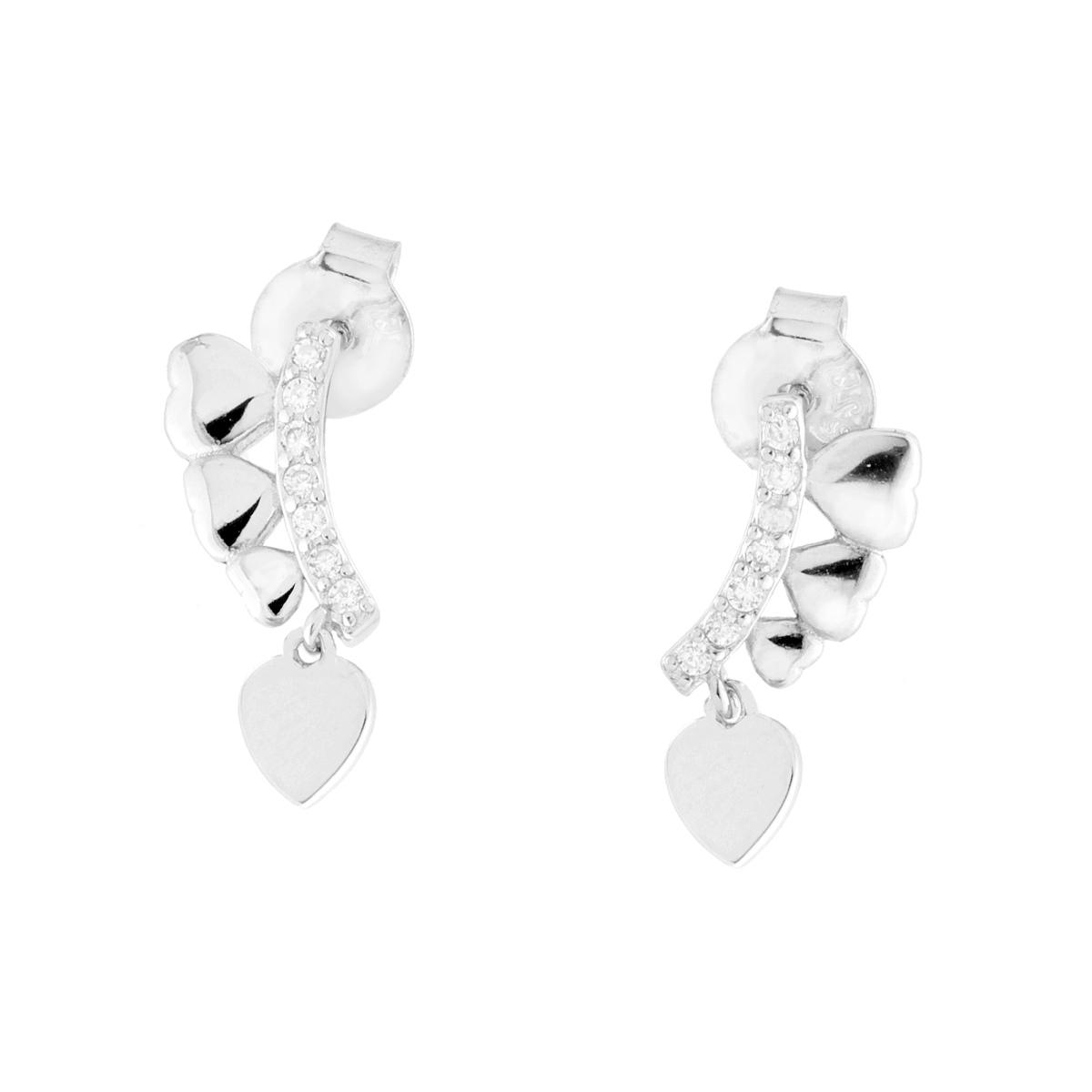 Orecchini Barretta con cuori -  in Argento S925