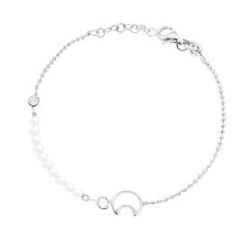 Bracciale Diamantato con Luna e Perle, in ARGENTO 925