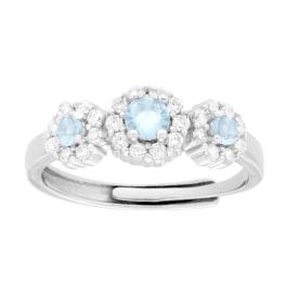 Blue Rosette Trilogy Ring, in S925 SILVER