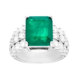 Anello Fascia con Rettangolo Naturale Verde Smeraldo, in ARGENTO S925