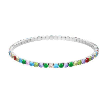 Bracciale Tennis Elastico Multicolor, mm 3 in ACCIAIO Inox