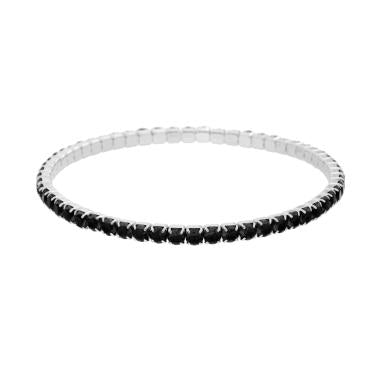 Bracciale Tennis Elastico NERO, mm3 e mm4, in ACCIAIO Inox