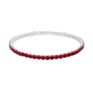 Bracciale Tennis Elastico ROSSO, mm3 e mm4, in ACCIAIO Inox