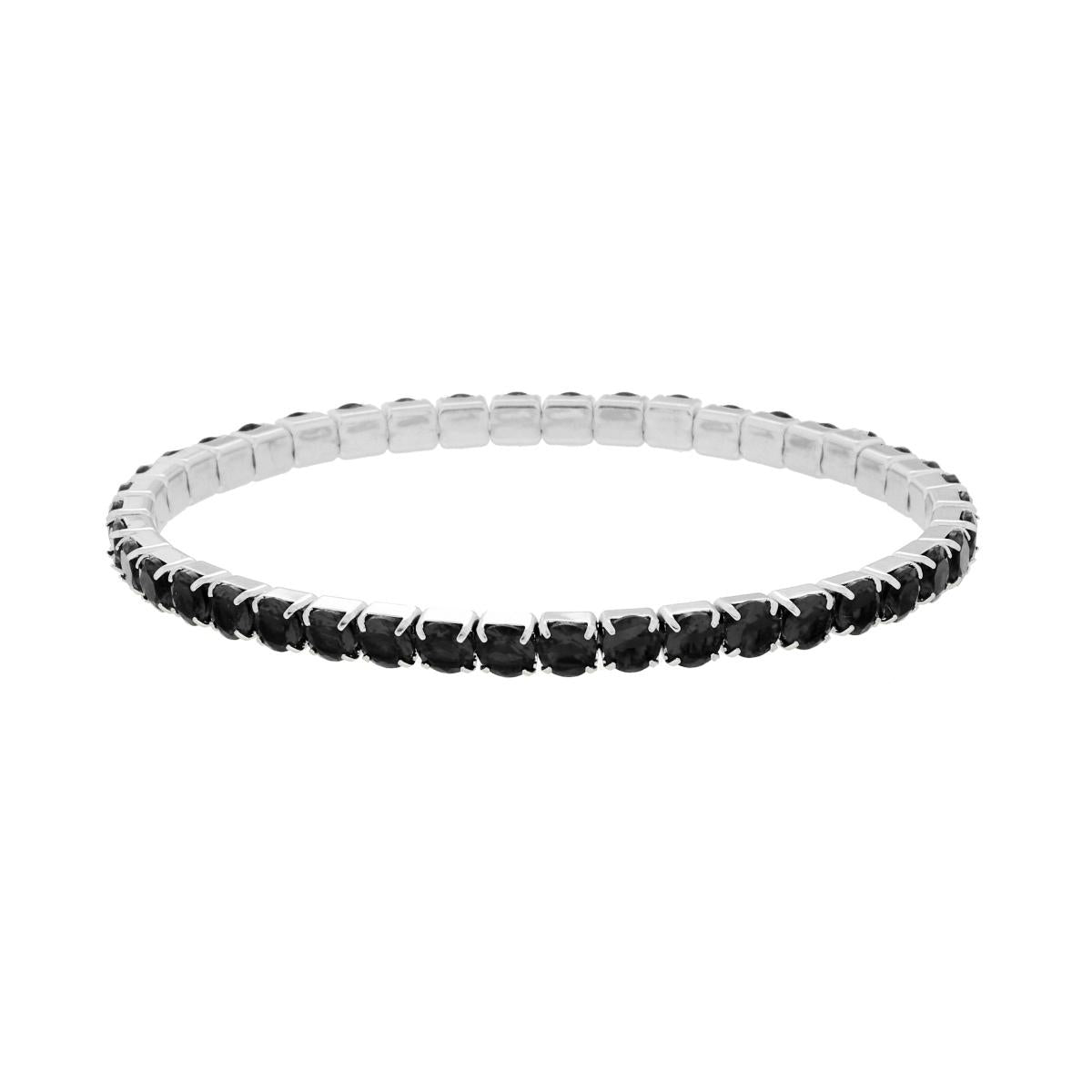 Bracciale Tennis Elastico NERO, mm3 e mm4, in ACCIAIO Inox