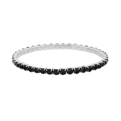 Bracciale Tennis Elastico NERO, mm3 e mm4, in ACCIAIO Inox