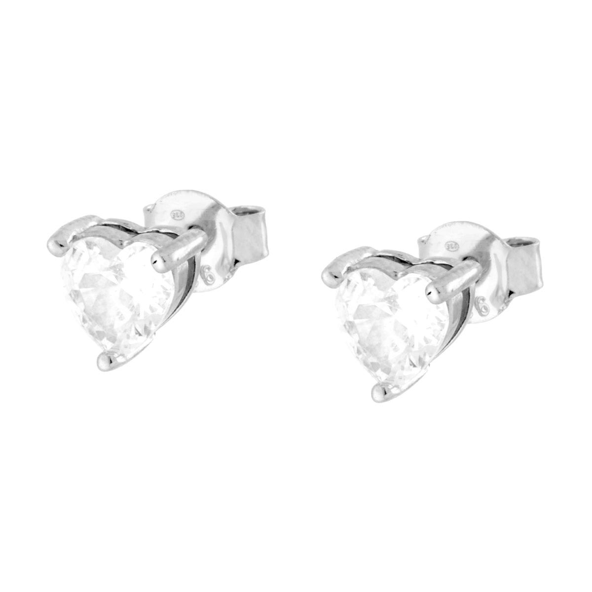 Heart Stud Earrings - in S925 Silver and Zircons