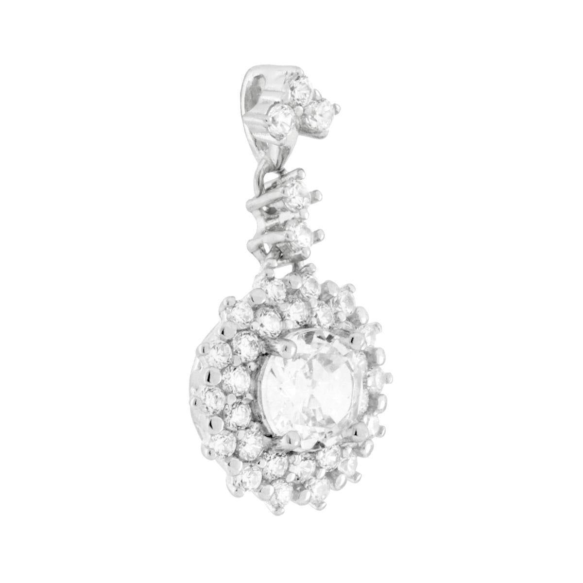 Parure Set Orecchini e Ciondolo Princess Pendente Bianco , Argento s925