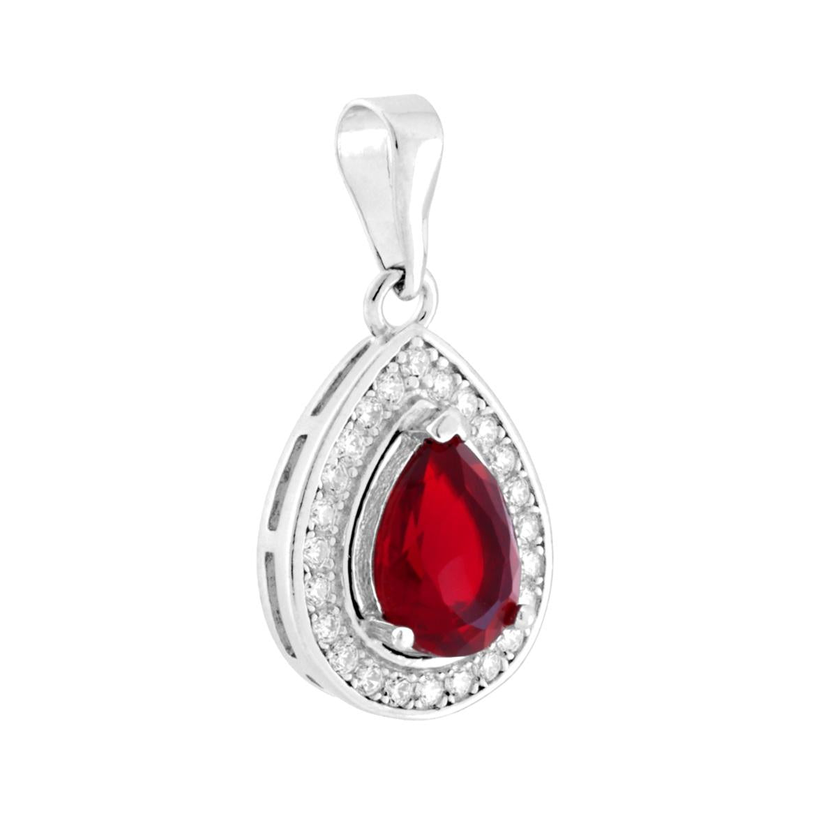 Parure Set Ciondolo e Orecchini Goccia Kate Rosso Rubino, Argento s925