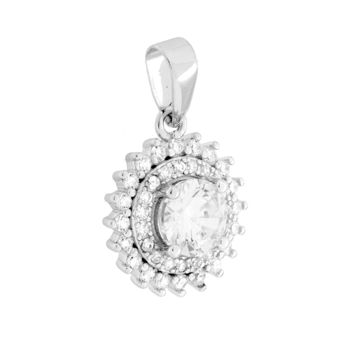 Parure Set Orecchini e Ciondolo Kate Tondo Bianco , Argento s925