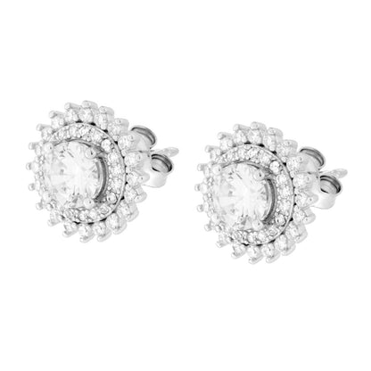 Parure Set Orecchini e Ciondolo Kate Tondo Bianco , Argento s925