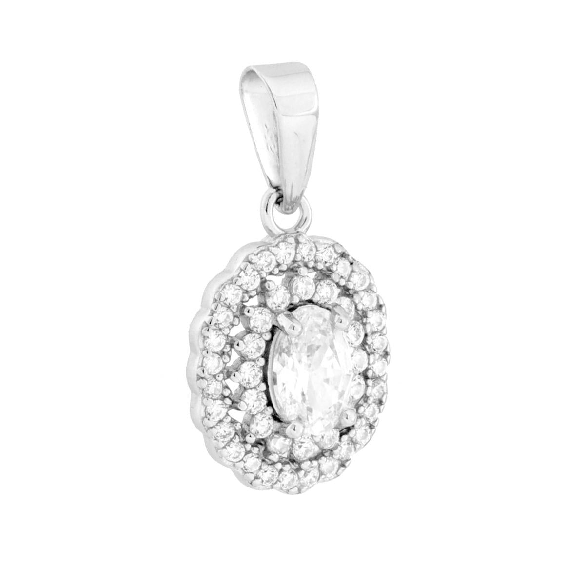 Parure Set Orecchini e Ciondolo Kate Ovale Bianco , Argento s925