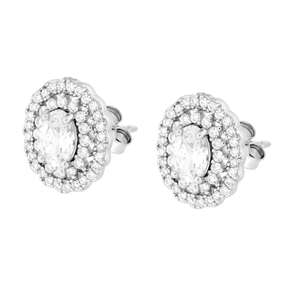 Parure Set Orecchini e Ciondolo Kate Ovale Bianco , Argento s925