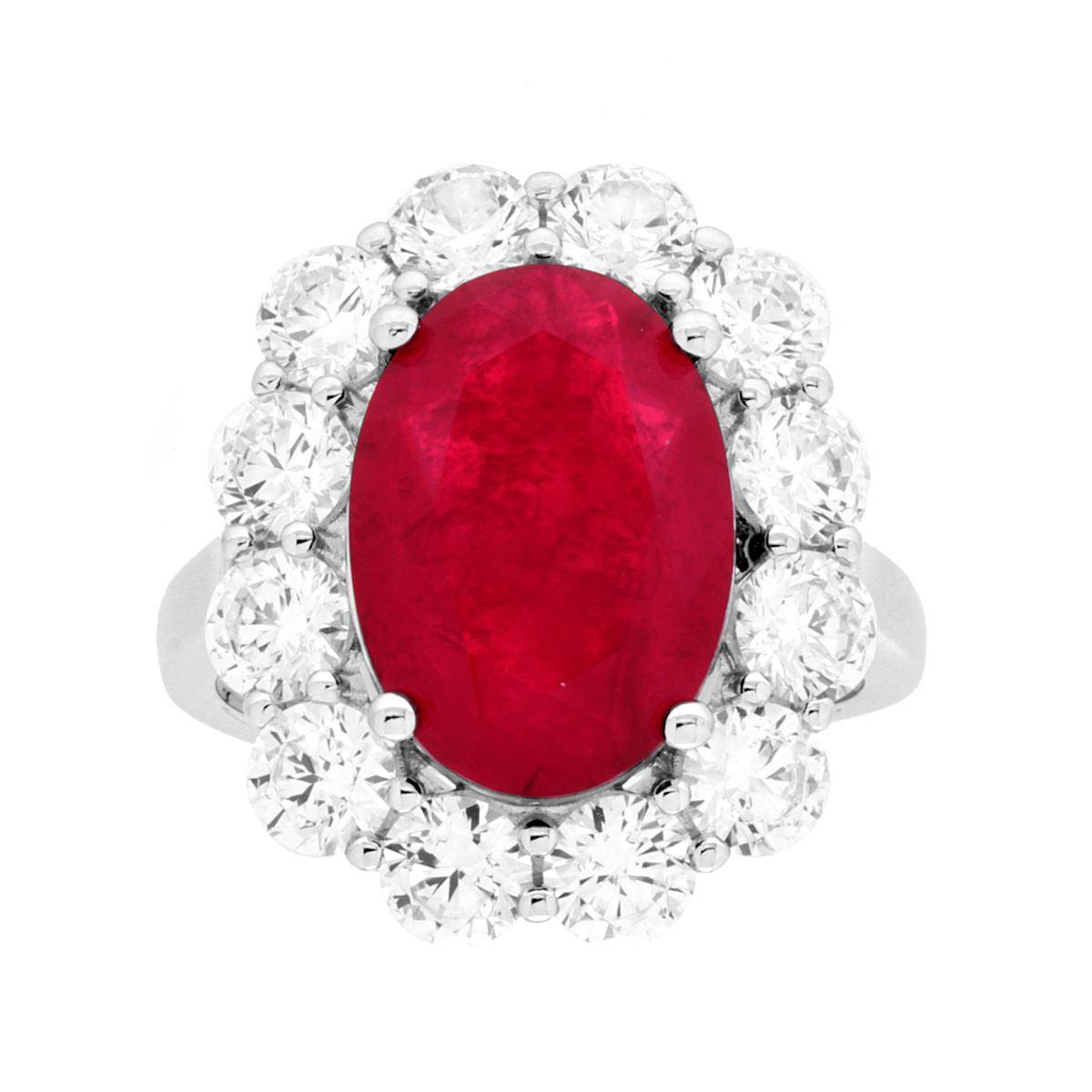 Anello Ovale Regina rosso, in Argento s925